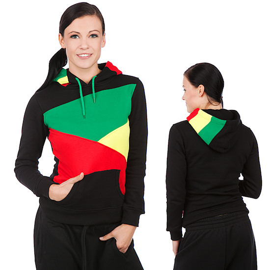 Classics Ladies Zig Zag Hoody / Black-Rasta