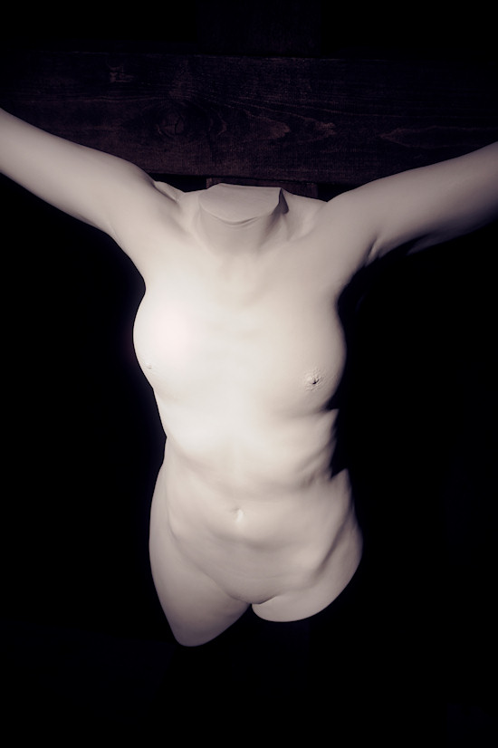 Plaster Sculpture by Juno: Female Jesus on the Cross