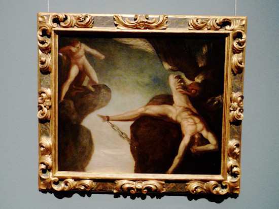 Nude Men: Johann Heinrich Füssli. Hercules Slays the Eagle of Prometheus. Oil on canvas, 1781-85.