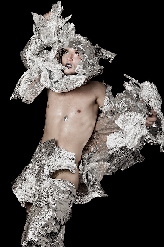 Ancalime Photo Male Model Lion wrapped in silver paper