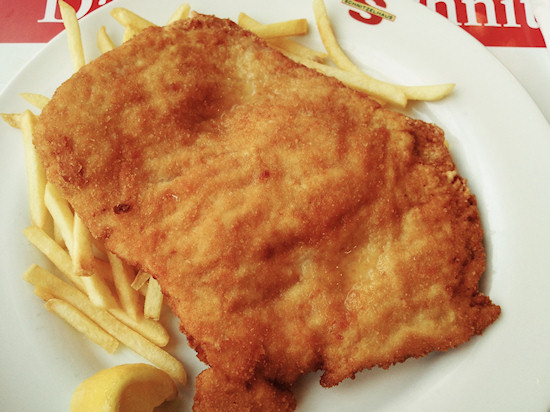 Turkey schnitzel with French fries, Putenschnitzel mit Pommes @ Schnitzelhaus, Wien