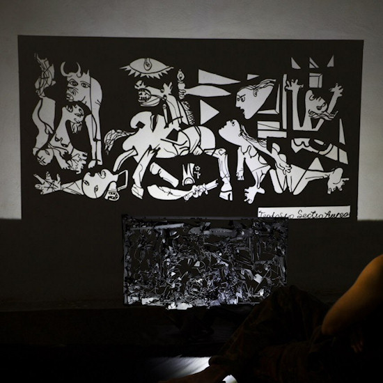 Shadow Art by Teodosio Sectio Aurea of Pablo Picasso's famous painting Guernica