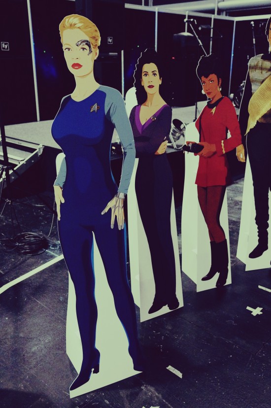 Seven of Nine, Deanna Troi, and Uhura cardboard figures @ Destination Star Trek Germany Convention