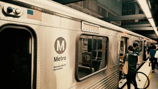 Subway train in Los Angeles Hollywood/Western L.A. Metro station.