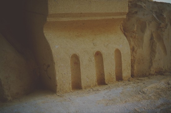 "First Film Tape" abstract sand sculpture by Ognyan Chitakov (Bulgaria) @ Ruse Sandfest 2015