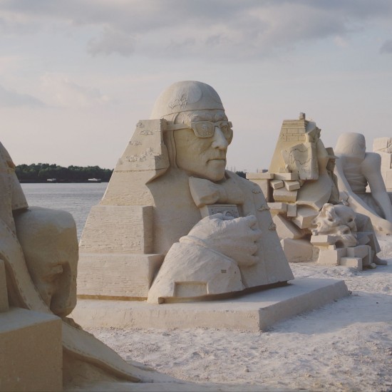 "Woody Allen" sand sculpture by Inese Valtere-Ulande (Latvia) @ Ruse Sandfest 2015