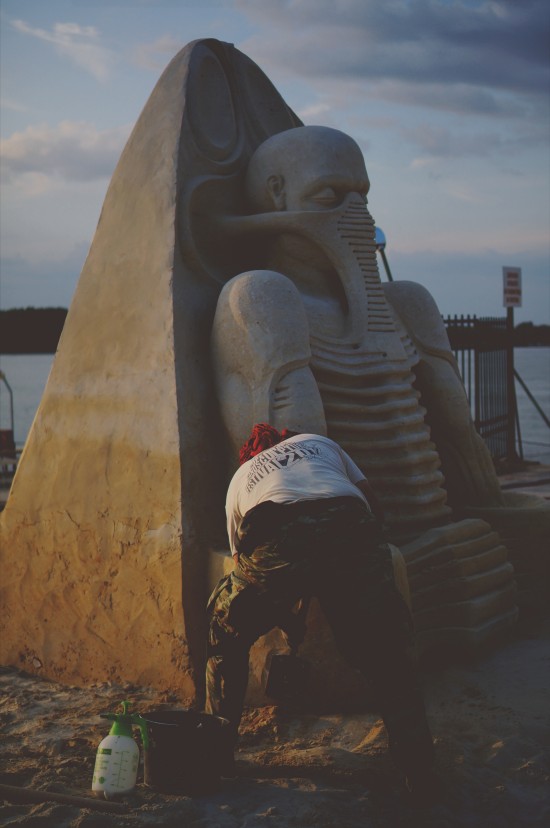 "Prometheus" alien sand sculpture by Ruslan Korovkov (Russia) @ Ruse Sandfest 2015