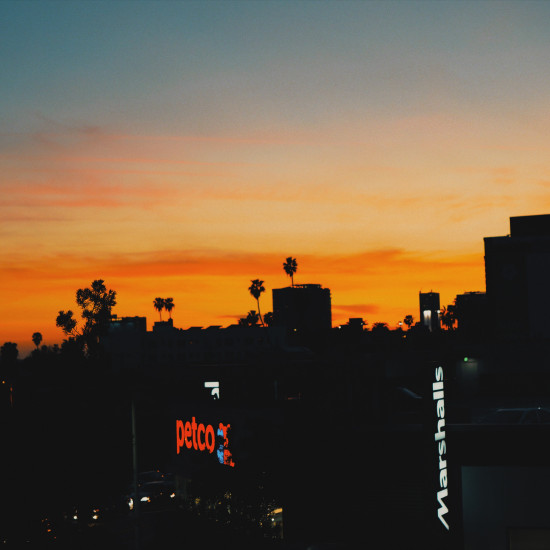 Sunset in Los Angeles, Hollywood Boulevard