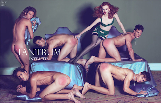 Spanked Male Models and Karen Elson: Fake Ads by Steven Meisel