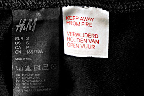 H&M Pants Funny Warning Label